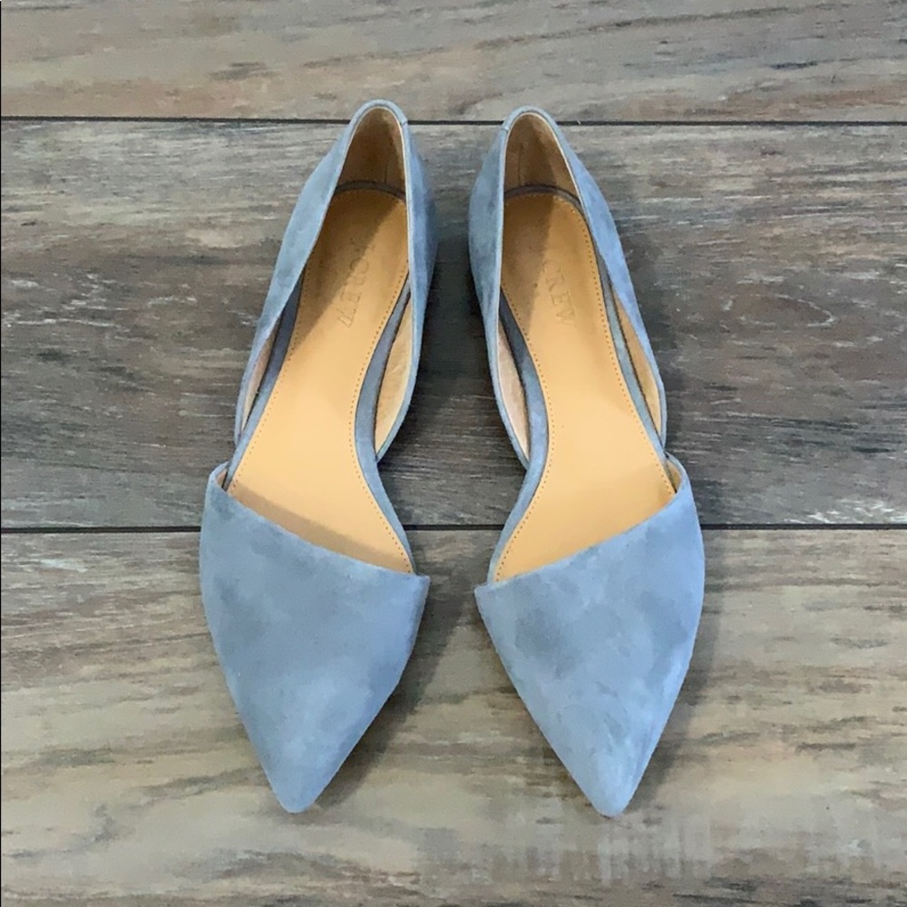 J. CREW ZOE SUEDE D’ORSAY FLATS in English Grey